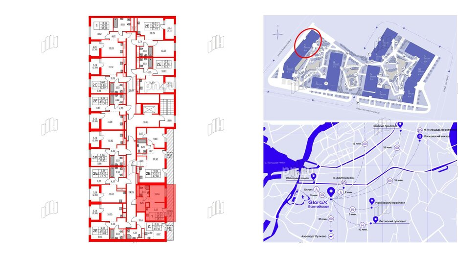 Квартира в ЖК Glorax Балтийская, 1 комнатная, 28.77 м², 8 этаж