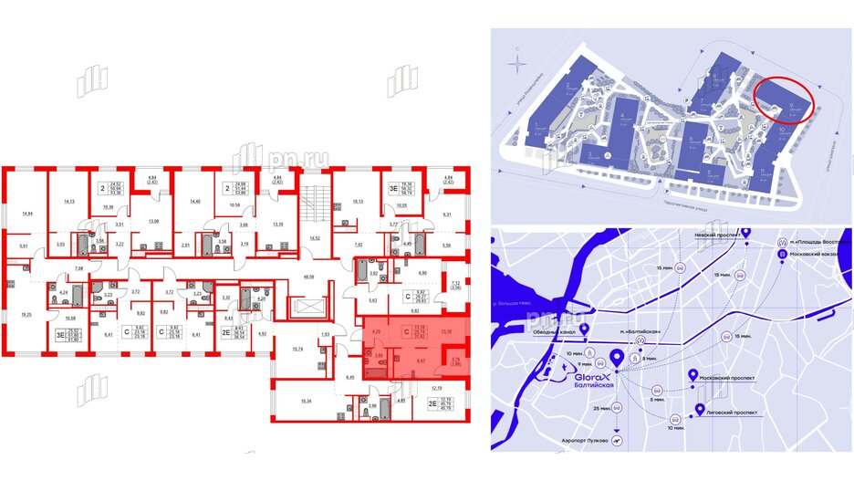 Квартира в ЖК Glorax Балтийская, студия, 31.62 м², 6 этаж