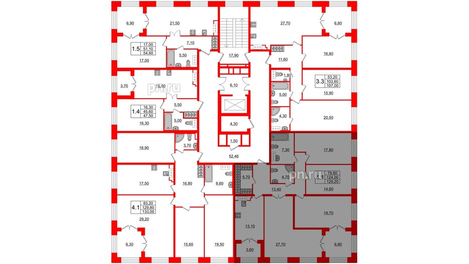 Квартира в ЖК GRAND VIEW, 4 комнатная, 124 м², 5 этаж