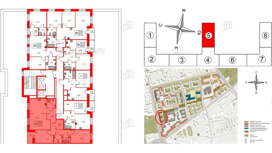 Квартира в ЖК ID Светлановский, 2 комнатная, 79.93 м², 2 этаж