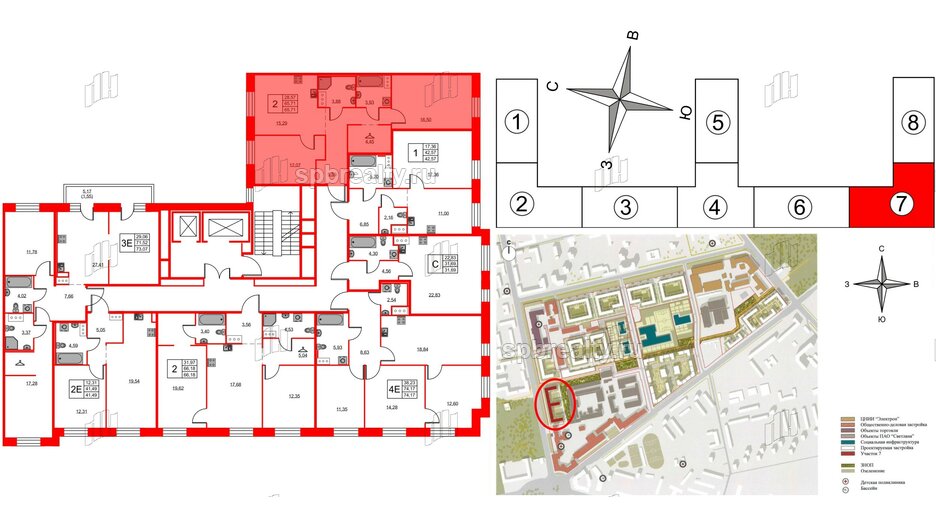 Квартира в ЖК ID Светлановский, 2 комнатная, 65.71 м², 3 этаж