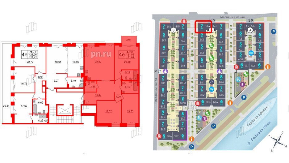 Квартира в ЖК Imperial Club, 3 комнатная, 121.05 м², 6 этаж