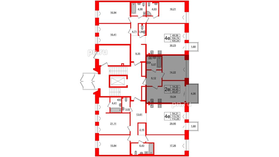 Квартира в ЖК Imperial Club, 1 комнатная, 44.45 м², 2 этаж