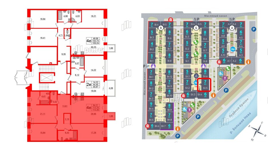 Квартира в ЖК Imperial Club, 3 комнатная, 113.78 м², 2 этаж