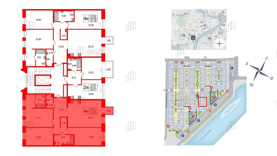 Квартира в ЖК Imperial Club, 3 комнатная, 113.27 м², 4 этаж