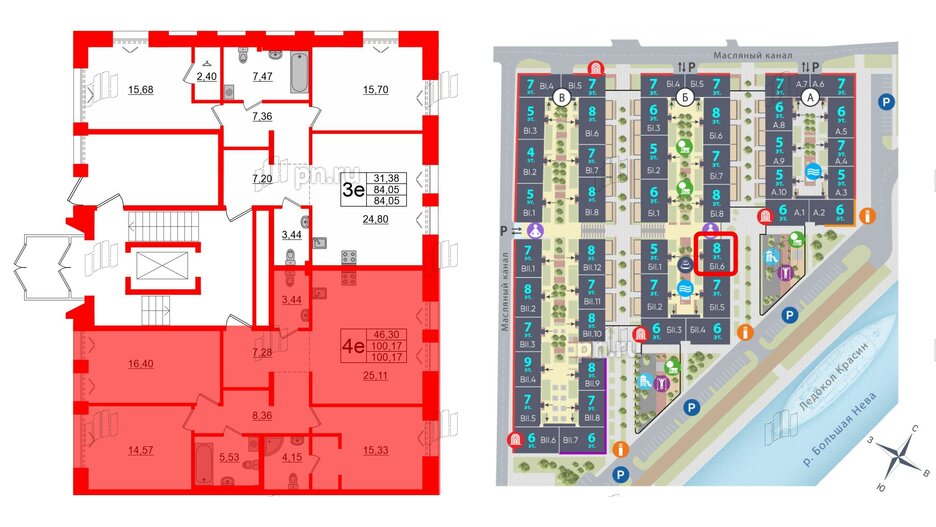 Квартира в ЖК Imperial Club, 3 комнатная, 100.17 м², 2 этаж