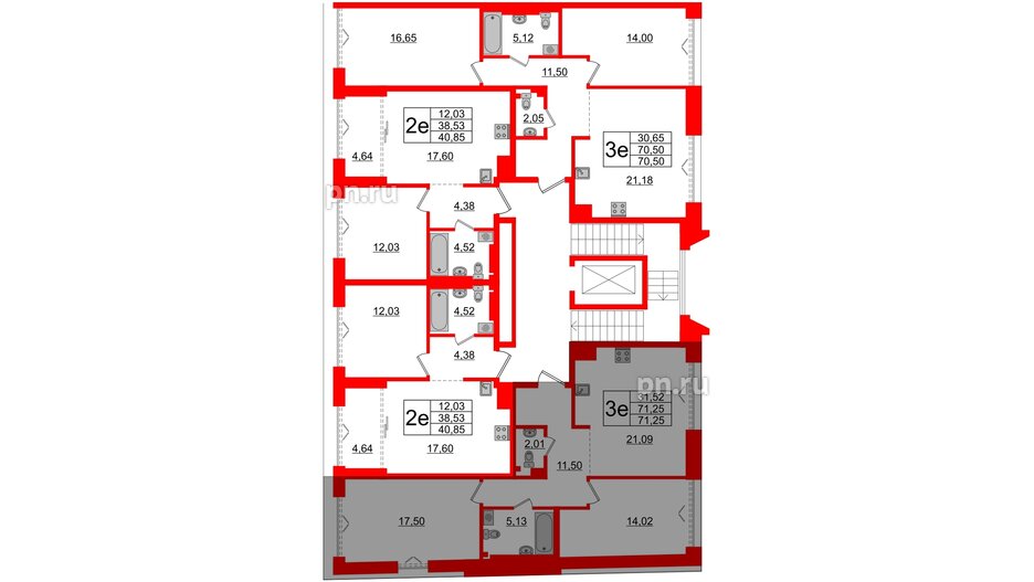 Квартира в ЖК Imperial Club, 2 комнатная, 71.25 м², 5 этаж