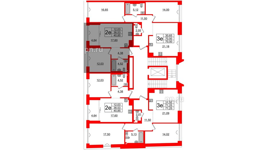 Квартира в ЖК Imperial Club, 1 комнатная, 38.53 м², 5 этаж