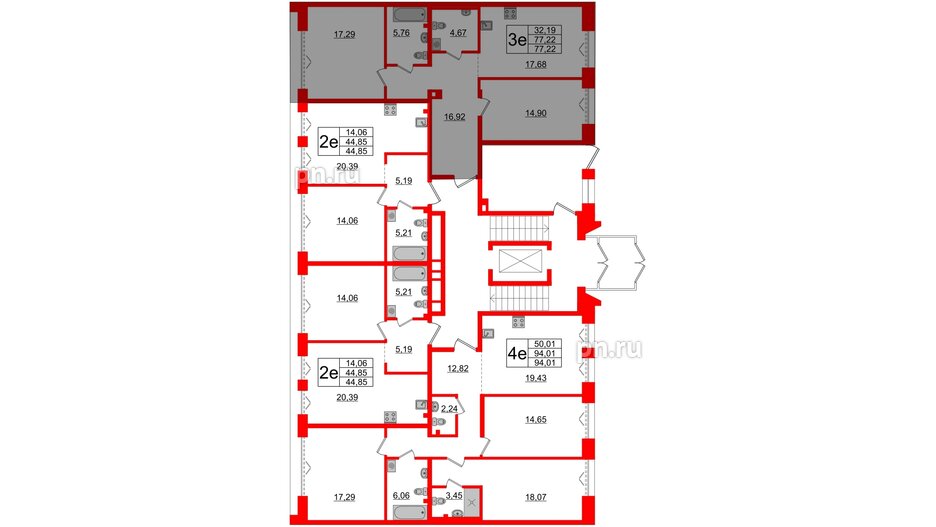 Квартира в ЖК Imperial Club, 2 комнатная, 77.22 м², 2 этаж