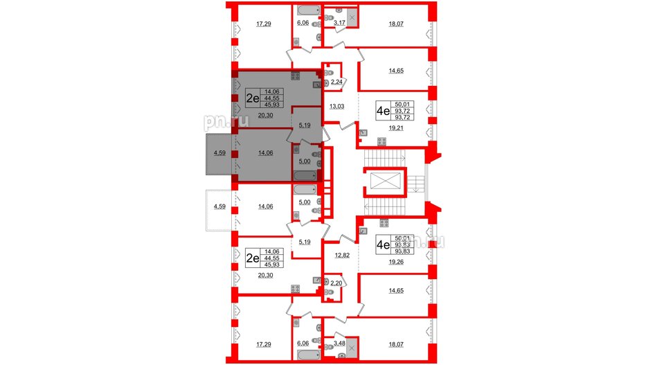 Квартира в ЖК Imperial Club, 1 комнатная, 44.55 м², 3 этаж