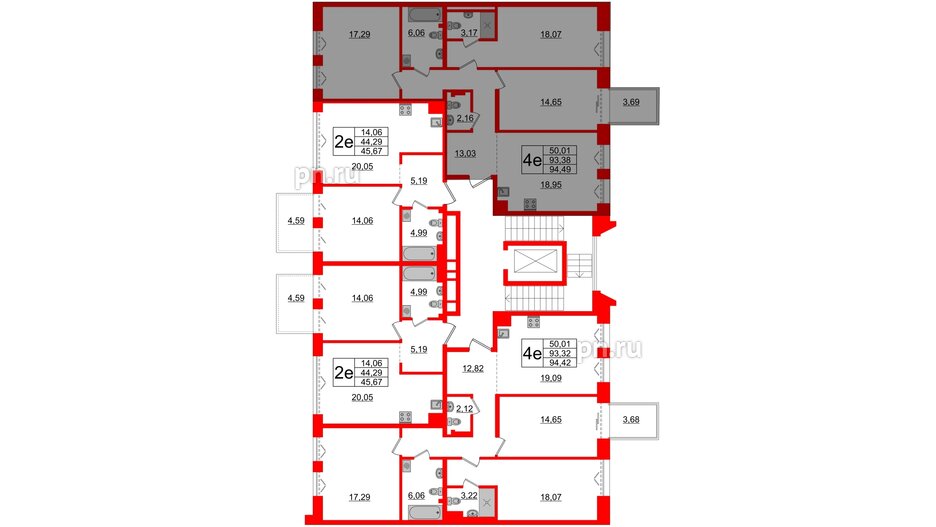 Квартира в ЖК Imperial Club, 3 комнатная, 93.38 м², 4 этаж