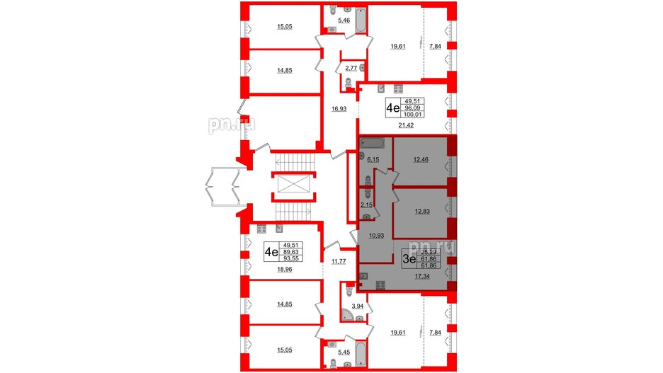 Квартира в ЖК Imperial Club, 2 комнатная, 61.86 м², 2 этаж