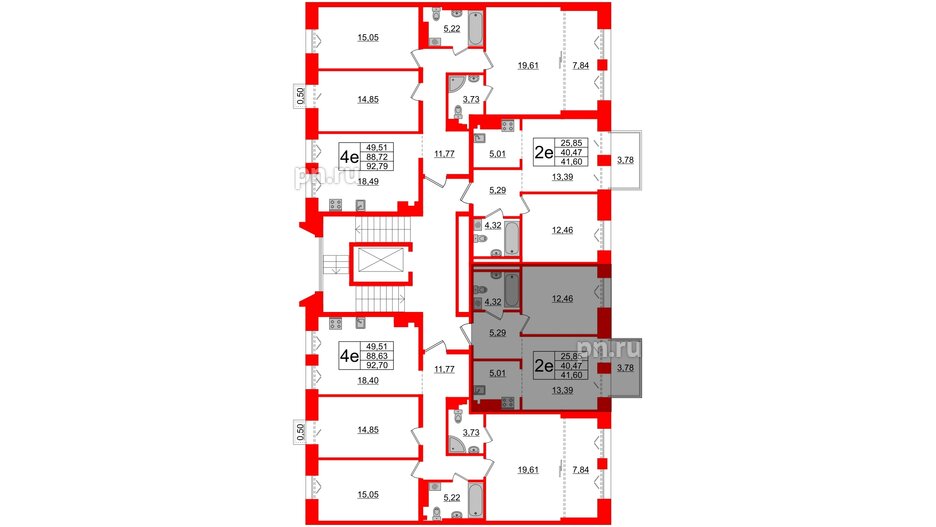 Квартира в ЖК Imperial Club, 1 комнатная, 40.47 м², 7 этаж