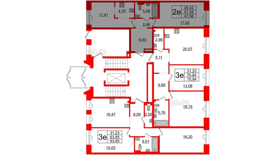 Квартира в ЖК Imperial Club, 2 комнатная, 47.58 м², 2 этаж