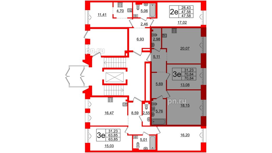 Квартира в ЖК Imperial Club, 2 комнатная, 70.84 м², 2 этаж