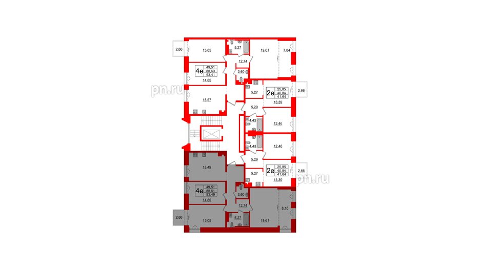 Квартира в ЖК Imperial Club, 3 комнатная, 88.61 м², 6 этаж