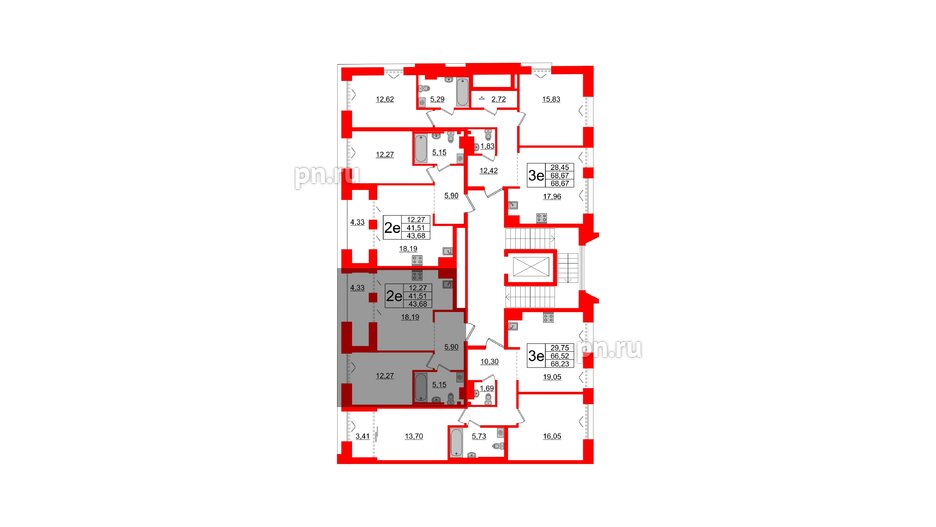 Квартира в ЖК Imperial Club, 1 комнатная, 41.51 м², 6 этаж