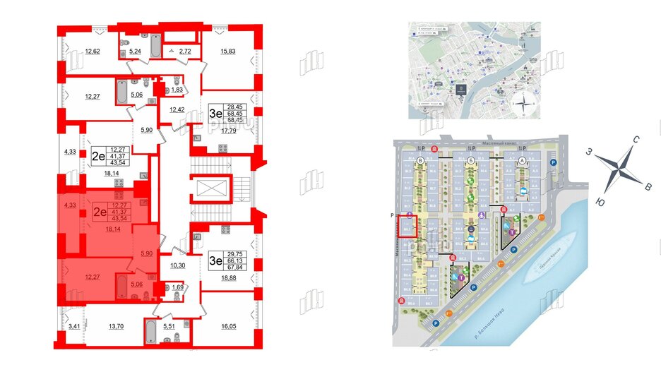 Квартира в ЖК Imperial Club, 1 комнатная, 41.37 м², 7 этаж