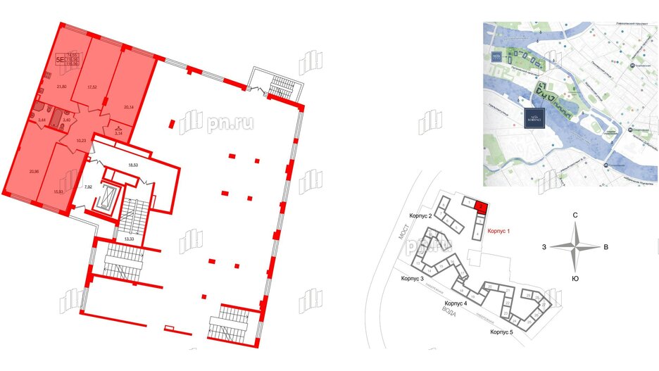 Квартира в ЖК Neva Residence, 4 комнатная, 116.56 м², 2 этаж