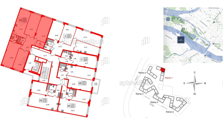 Квартира в ЖК Neva Residence, 4 комнатная, 115.52 м², 3 этаж