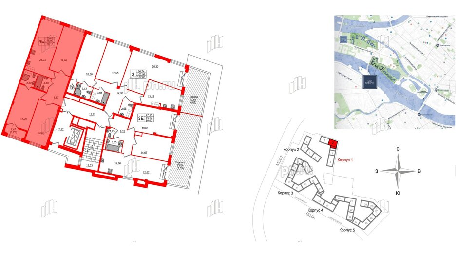 Квартира в ЖК Neva Residence, 3 комнатная, 88.15 м², 7 этаж