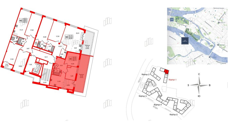 Квартира в ЖК Neva Residence, 2 комнатная, 56.11 м², 8 этаж