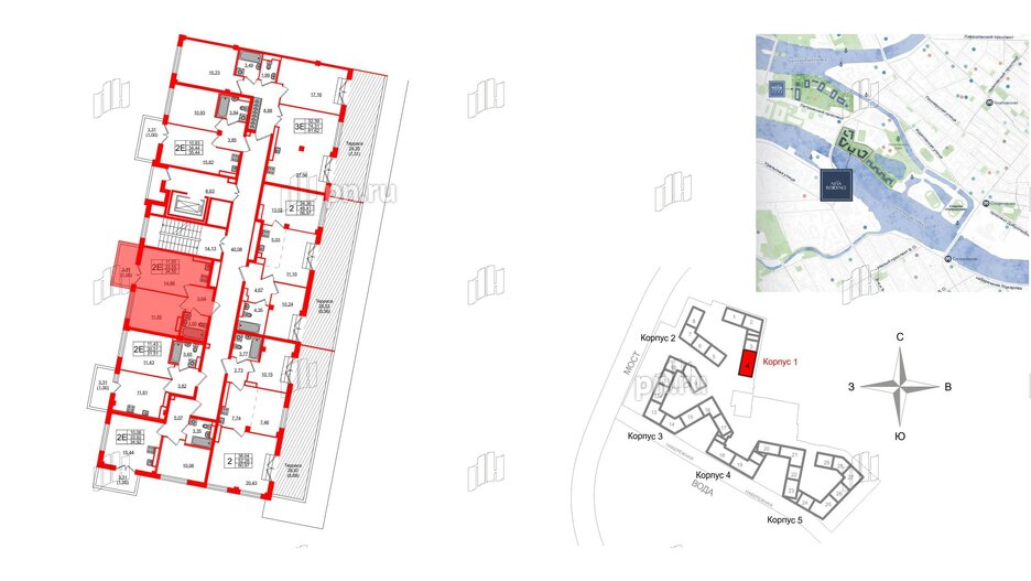 Квартира в ЖК Neva Residence, 1 комнатная, 34.55 м², 7 этаж