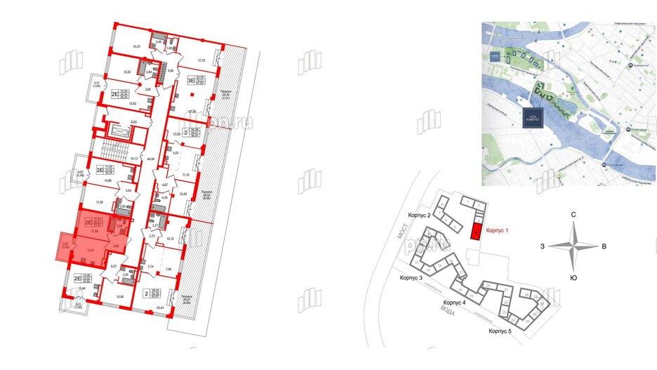 Квартира в ЖК Neva Residence, 1 комнатная, 31.51 м², 7 этаж