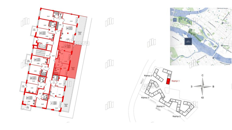 Квартира в ЖК Neva Residence, 2 комнатная, 56.97 м², 7 этаж