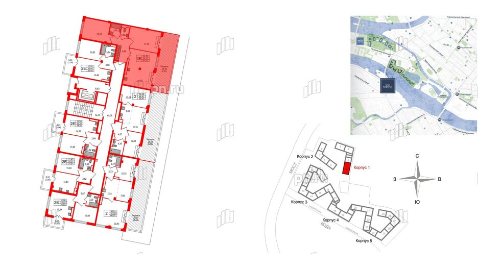 Квартира в ЖК Neva Residence, 2 комнатная, 81.3 м², 7 этаж