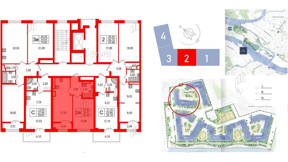 Квартира в ЖК Neva Residence, 1 комнатная, 40.7 м², 6 этаж