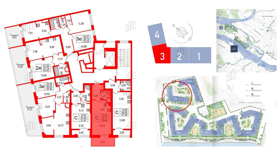 Квартира в ЖК Neva Residence, студия, 26.94 м², 7 этаж