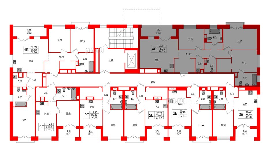 Квартира в ЖК Ranta Residence, 3 комнатная, 98.78 м², 2 этаж