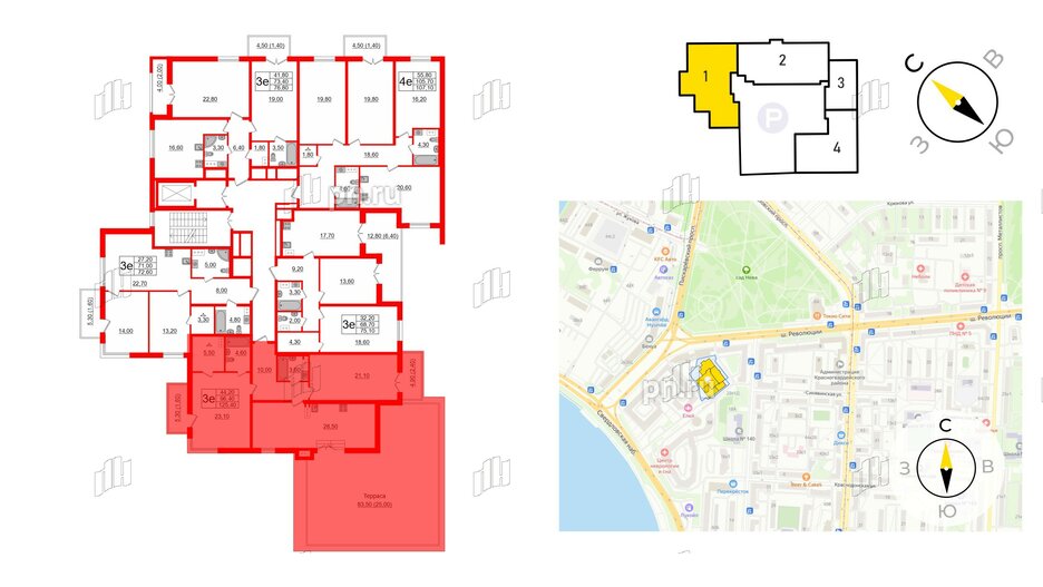 Квартира в ЖК Upoint на Пискарёвском, 2 комнатная, 125.4 м², 7 этаж