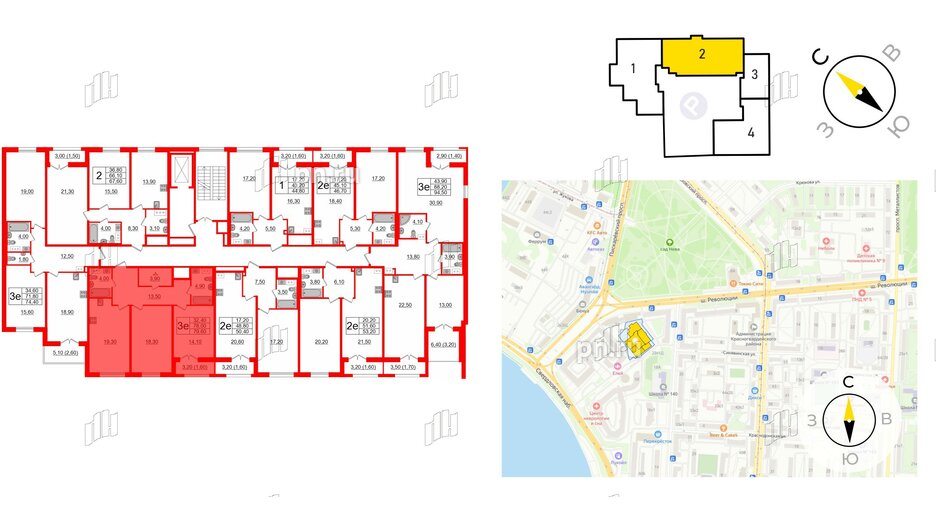 Квартира в ЖК Upoint на Пискарёвском, 2 комнатная, 79.6 м², 5 этаж