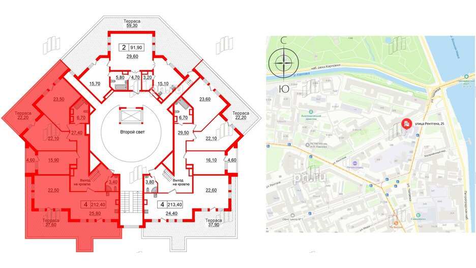 Квартира в ЖК White House, 4 комнатная, 212.4 м², 7 этаж