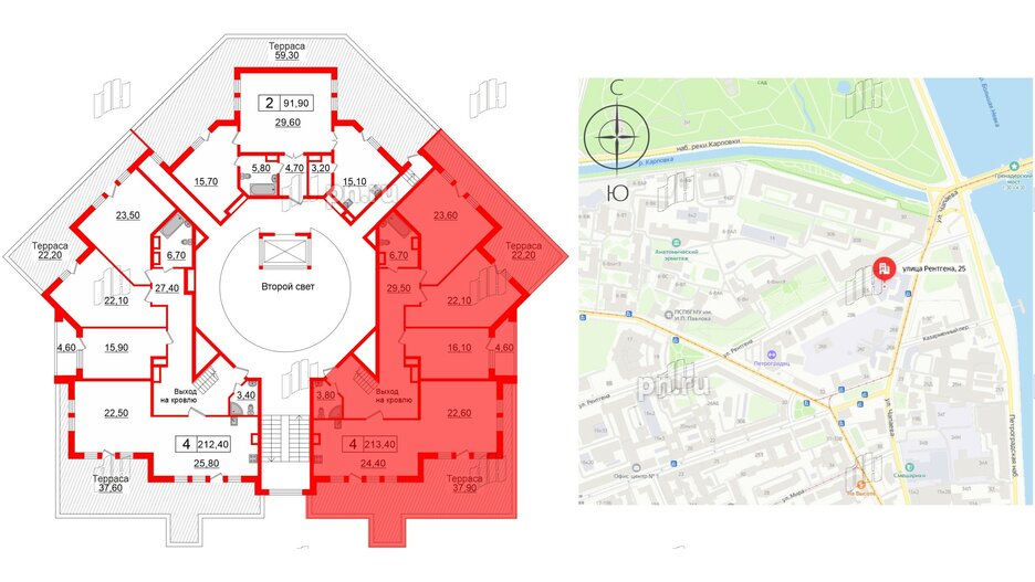 Квартира в ЖК White House, 4 комнатная, 213.4 м², 7 этаж