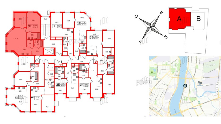 Квартира в ЖК Акцент, 2 комнатная, 86.9 м², 8 этаж