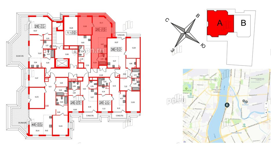 Квартира в ЖК Акцент, 1 комнатная, 50.9 м², 9 этаж