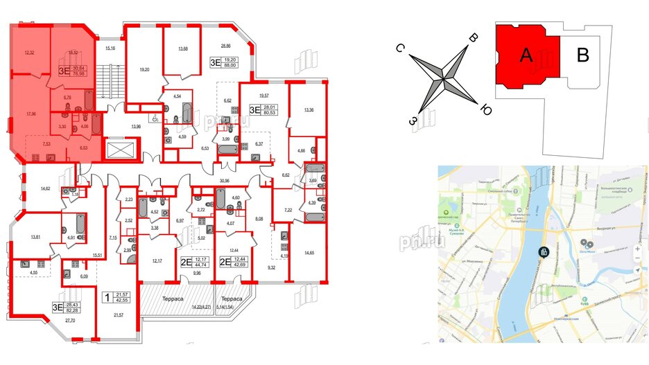 Квартира в ЖК Акцент, 2 комнатная, 76.5 м², 2 этаж