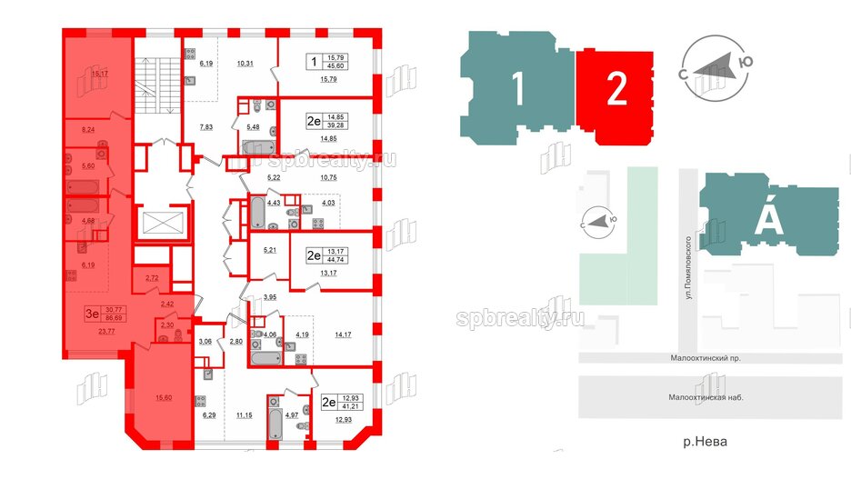 Квартира в ЖК Акцент, 2 комнатная, 83.6 м², 2 этаж