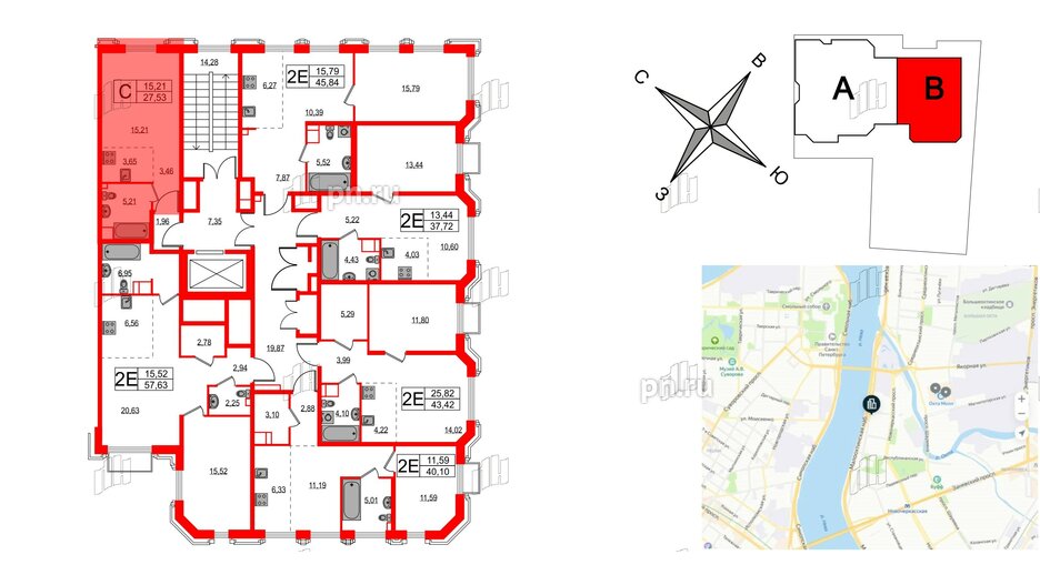 Квартира в ЖК Акцент, студия, 27.3 м², 8 этаж