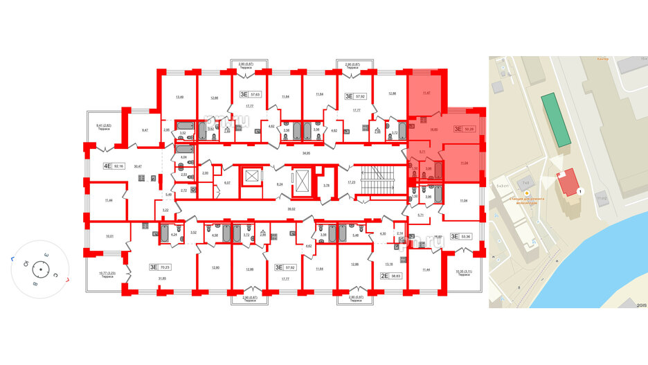 Квартира в ЖК «Альпен», 2 комнатная, 50.28 м², 10 этаж