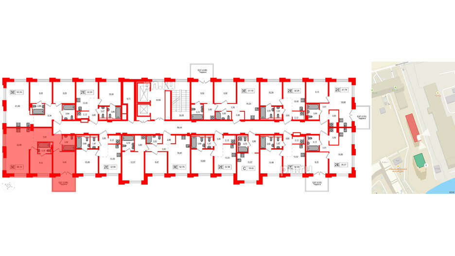Квартира в ЖК Alpen, 2 комнатная, 58.14 м², 4 этаж