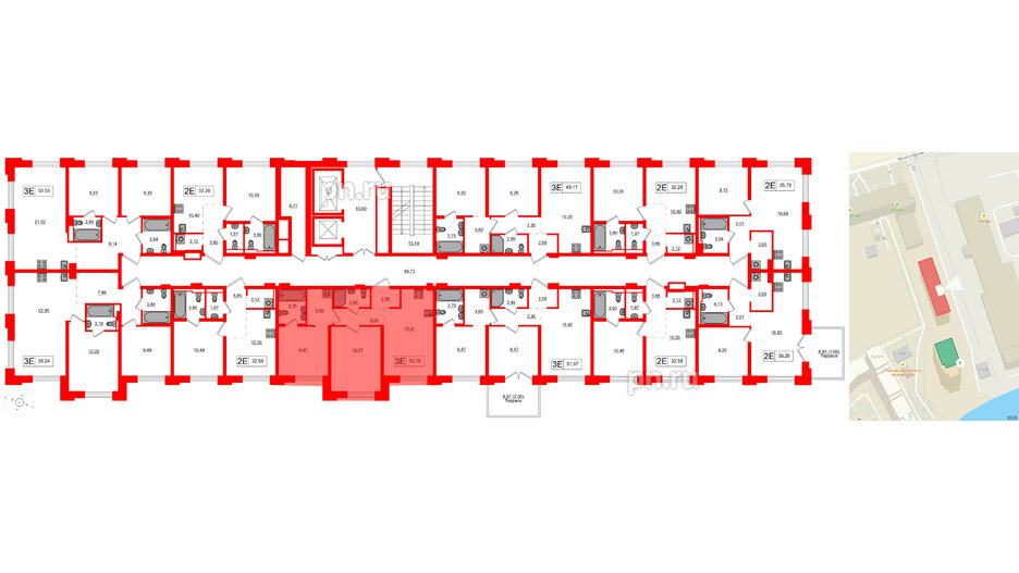 Квартира в ЖК Alpen, 2 комнатная, 52.76 м², 6 этаж