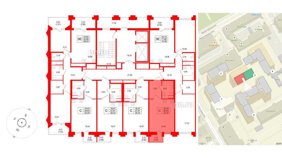 Квартира в ЖК Ассамблея, студия, 28.33 м², 11 этаж