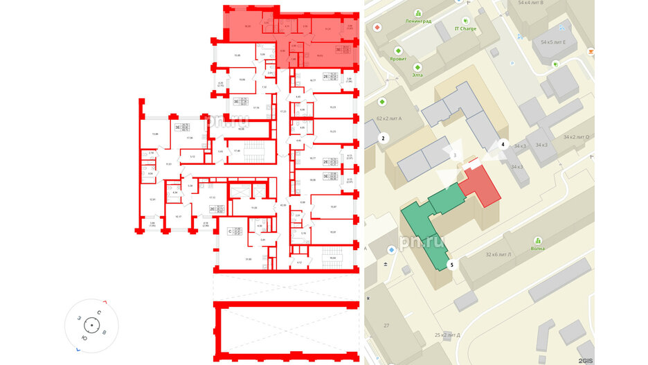 Квартира в ЖК Ассамблея, 1 комнатная, 43.37 м², 2 этаж