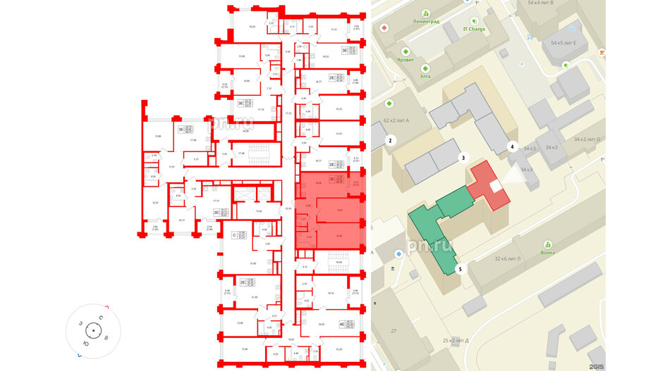 Квартира в ЖК Ассамблея, 1 комнатная, 42.48 м², 3 этаж