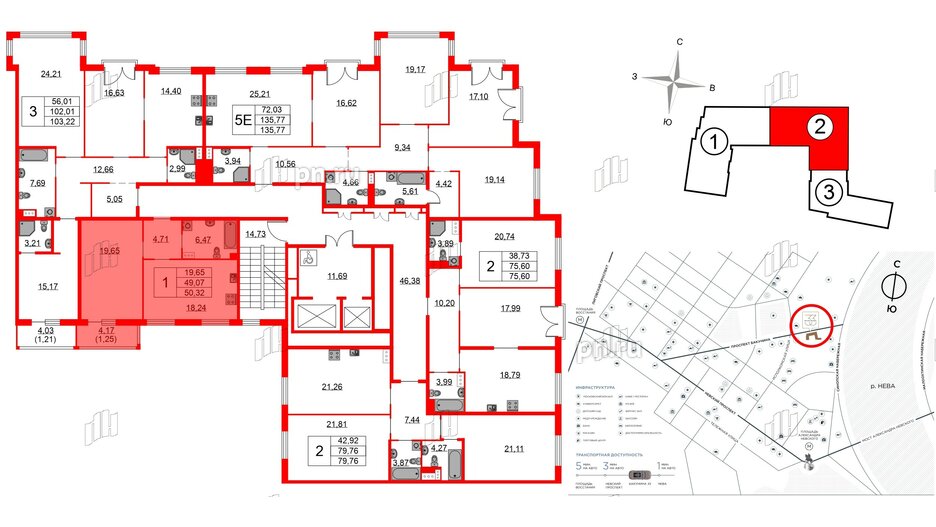 Квартира в ЖК Бакунина 33 ЖК, 1 комнатная, 50.32 м², 6 этаж