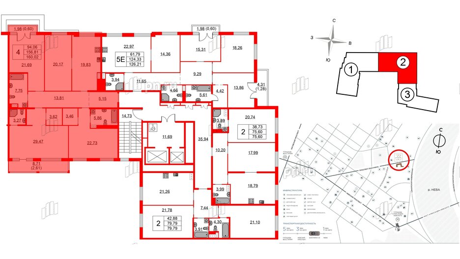 Квартира в ЖК Бакунина 33 ЖК, 4 комнатная, 160.02 м², 8 этаж